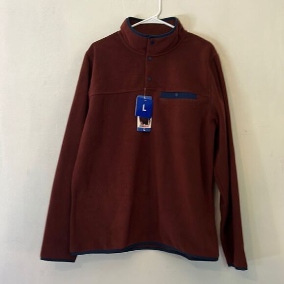 32 Degree Heat brownish red fleece quarter snap pullover Size L New - Picture 1 of 9